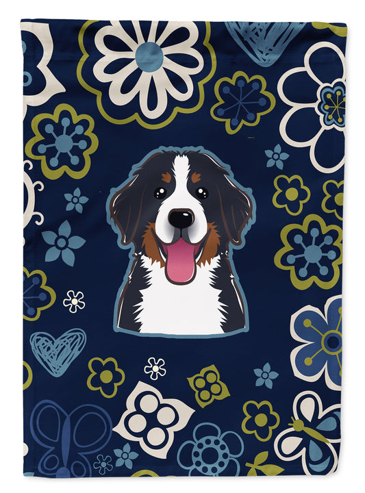 Blue Flowers Bernese Mountain Dog Garden Flag Mailbox Decorative Yard Banner Outside Patio Artwork for Flower Beds, Garden Size, Multicolor