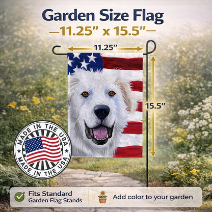 Great Pyrenees Dog American Flag Garden Flag Mailbox Decorative Yard Banner Outside Patio Artwork for Flower Beds, Garden Size, Multicolor