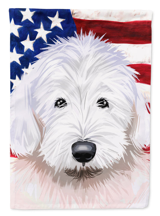 Old English Sheepdog American Flag Garden Flag Mailbox Decorative Yard Banner Outside Patio Artwork for Flower Beds, Garden Size, Multicolor