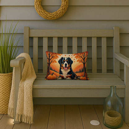 Bernese Mountain Dog Fall Decorative Throw Pillow 12x16 Indoor Outdoor Accent Cushion, Fabric Cover with Insert for Sofa, Bed, Porch & Living Room