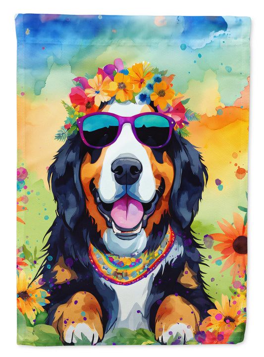 Bernese Mountain Dog Hippie Dawg Garden Flag Mailbox Decorative Yard Banner Outside Patio Artwork for Flower Beds, Garden Size, Multicolor