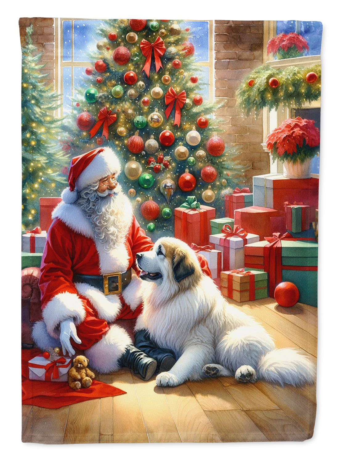 Great Pyrenees and Santa Claus Garden Flag Mailbox Decorative Yard Banner Outside Patio Artwork for Flower Beds, Garden Size, Multicolor