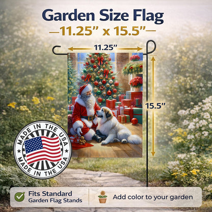 Great Pyrenees and Santa Claus Garden Flag Mailbox Decorative Yard Banner Outside Patio Artwork for Flower Beds, Garden Size, Multicolor