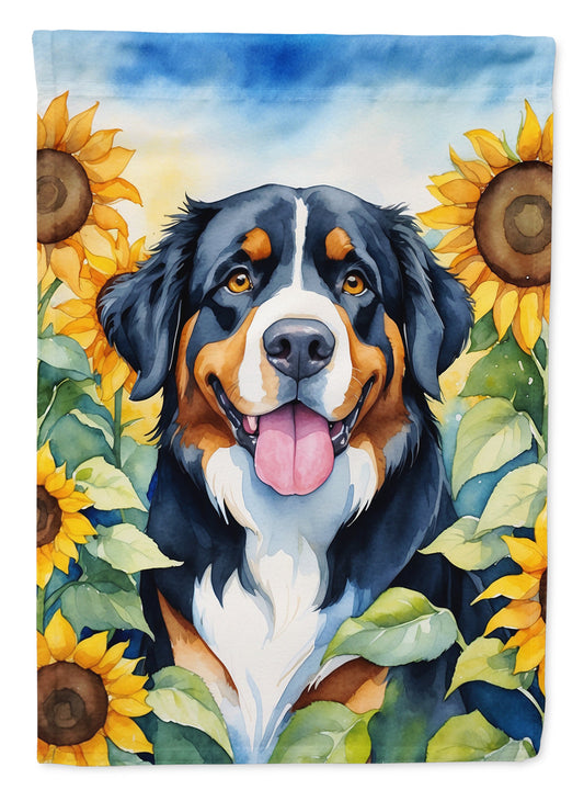 Bernese Mountain Dog in Sunflowers Garden Flag Mailbox Decorative Yard Banner Outside Patio Artwork for Flower Beds, Garden Size, Multicolor